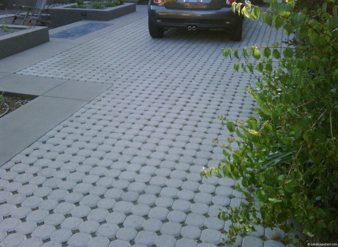 permeable paver driveway close up